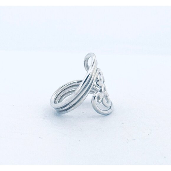 Estate Vintage 925 Sterling Silver Triple Swirl Statement Ring Size 7, 8.2g - Picture 2 of 10
